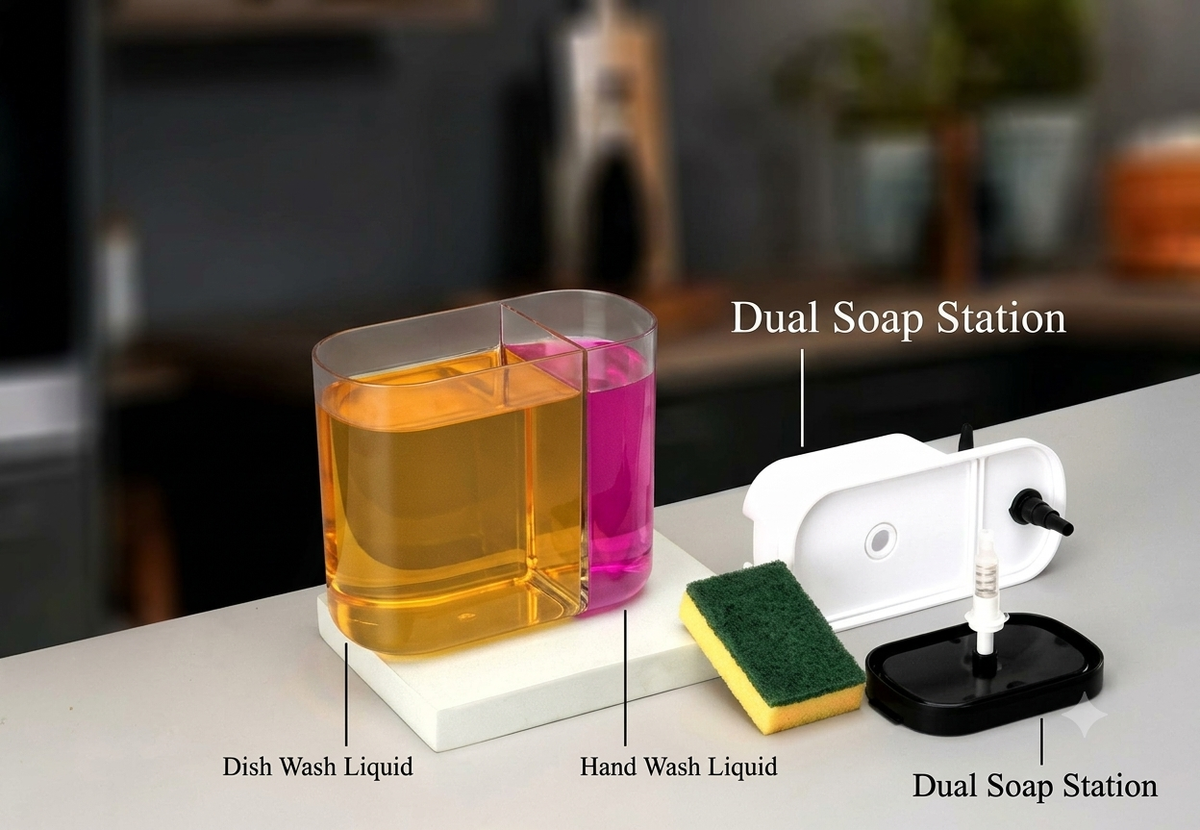 🧽 3-IN-1 SOAP DISPENSER WITH COMPACT SPONGE