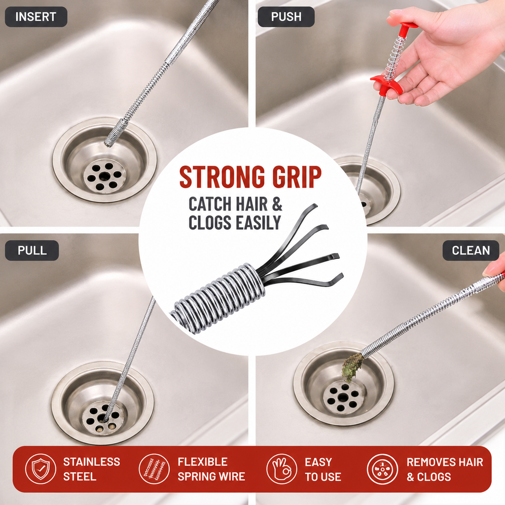 STAINLESS STEEL HAIR CATCHING CLAW WIRE SEWER SINK TUB DREDGE REMOVER 🛠️