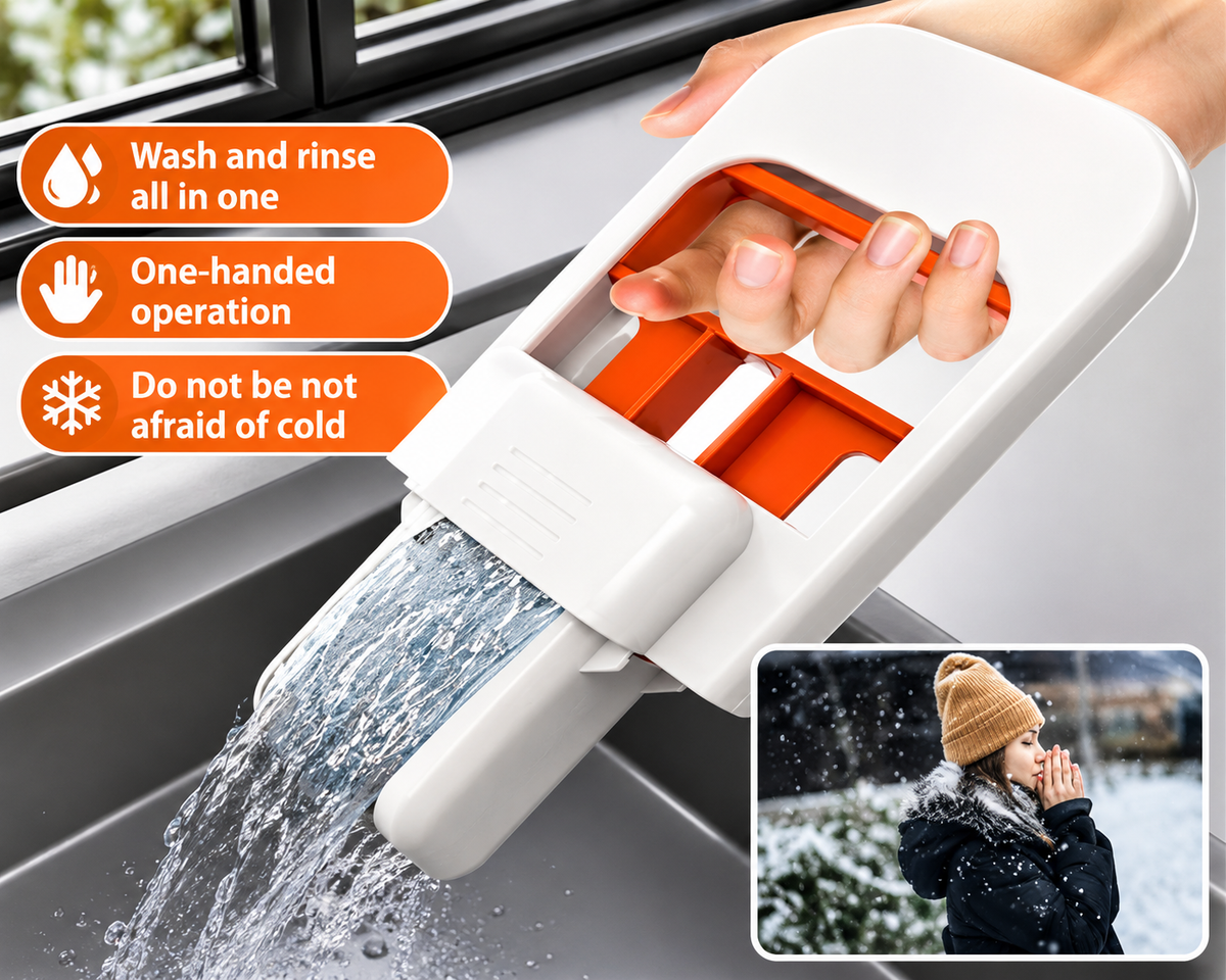 2-in-1 Foldable Cleaning Mop & Squeegee | One-Hand Kitchen & Bathroom Cleaner