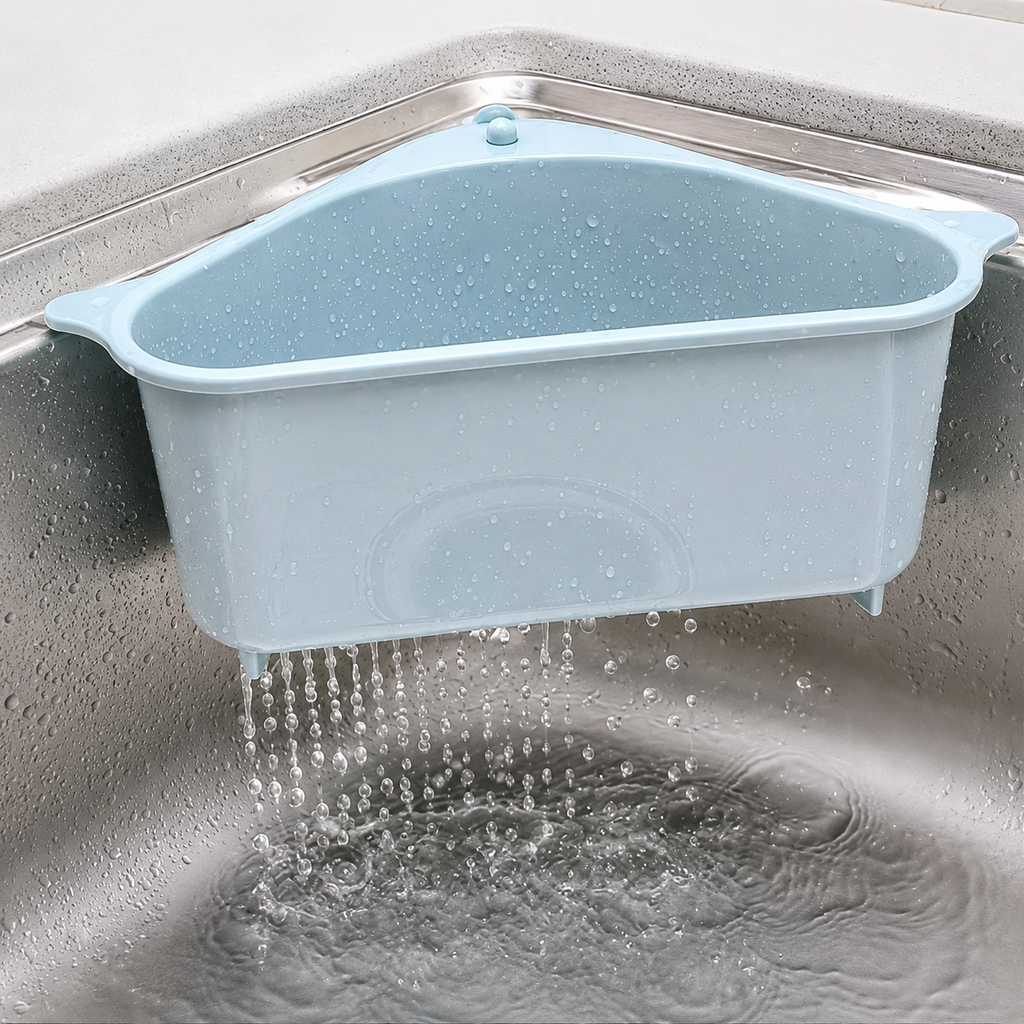 Kitchen Sink Corner Basket Strainer – Multi-Functional Triangle Drain Storage Basket